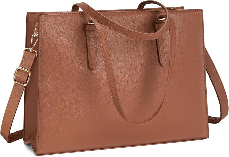 NUBILY Laptop Bag for Women Waterproof Lightweight Leather 15.6 Inch Computer Tote Bag - Image 1