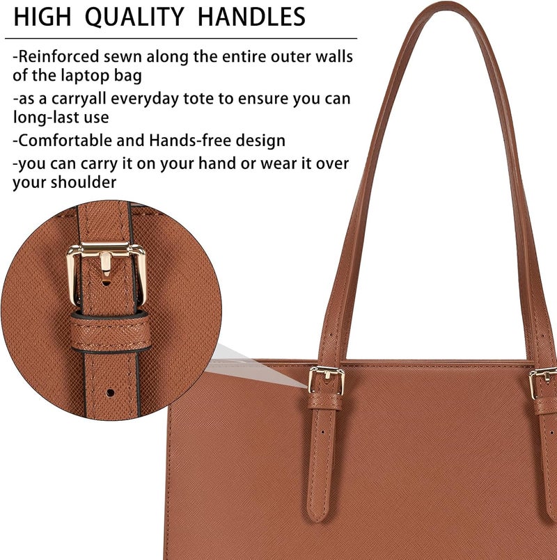 NUBILY Laptop Bag for Women Waterproof Lightweight Leather 15.6 Inch Computer Tote Bag - Image 5