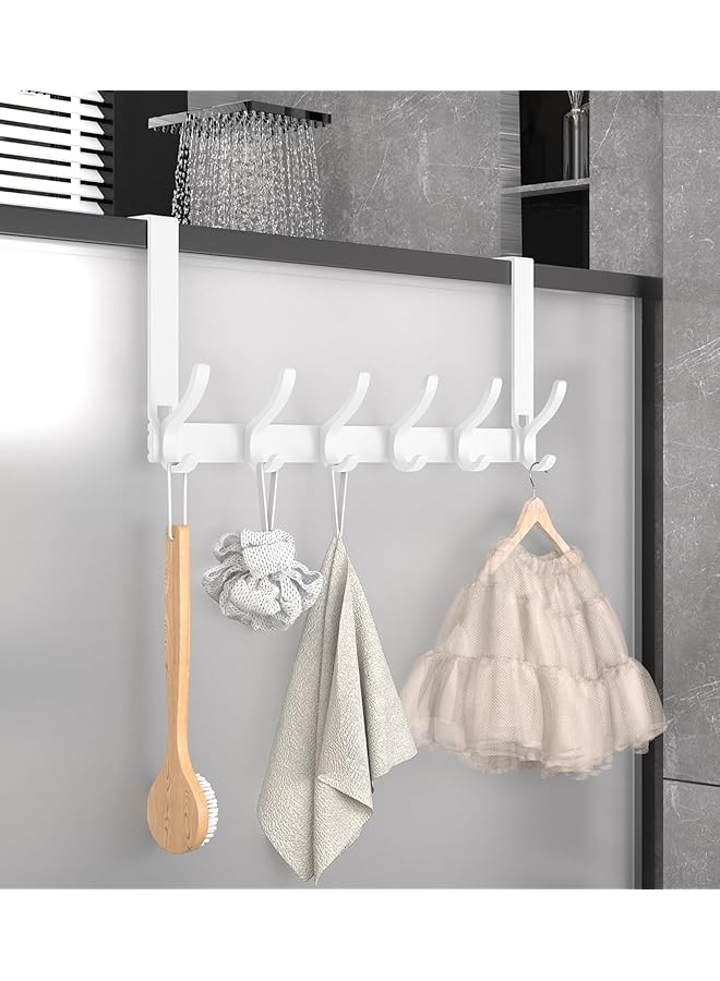 S-TOP Over The Door Hooks, Door Hanger Hooks for Hanging, Over The Door Towel Racks for Bathroom with 6Coat Hooks, Over The Door Hanger for Coats and Towels. - Image 1