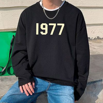 Unisex 1977 Velvet Numbers Trendy Harajuku Hoodie Dark gray  - Image 4