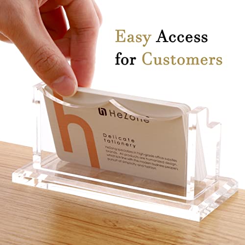 HeZone Business Card Holder for Desk Display, Clear Acrylic Cards Organizer Stand for Men and Women, Business Cards Case Rack 1 Pack, Holds 50 Cards-1 Slot - Image 3