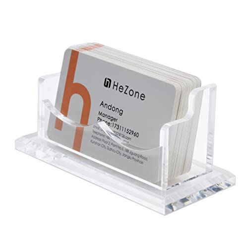 HeZone Business Card Holder for Desk Display, Clear Acrylic Cards Organizer Stand for Men and Women, Business Cards Case Rack 1 Pack, Holds 50 Cards-1 Slot - Image 1