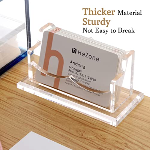 HeZone Business Card Holder for Desk Display, Clear Acrylic Cards Organizer Stand for Men and Women, Business Cards Case Rack 1 Pack, Holds 50 Cards-1 Slot - Image 2