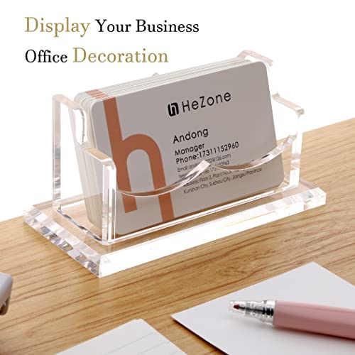 HeZone Business Card Holder for Desk Display, Clear Acrylic Cards Organizer Stand for Men and Women, Business Cards Case Rack 1 Pack, Holds 50 Cards-1 Slot - Image 5