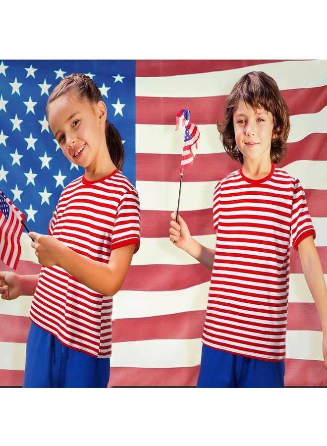 Haysandy 4th of July Kids Striped Costume Blue Short Red White Sleeve Stripes Tee Boys Short High Tube Socks for Boys(7-9 Years) - Image 3