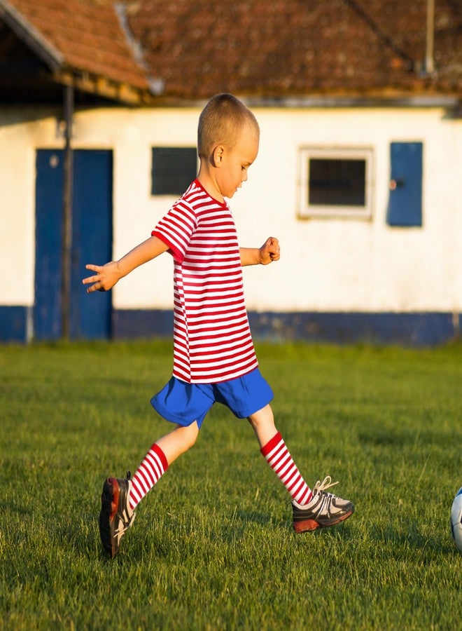 Haysandy 4th of July Kids Striped Costume Blue Short Red White Sleeve Stripes Tee Boys Short High Tube Socks for Boys(7-9 Years) - Image 4
