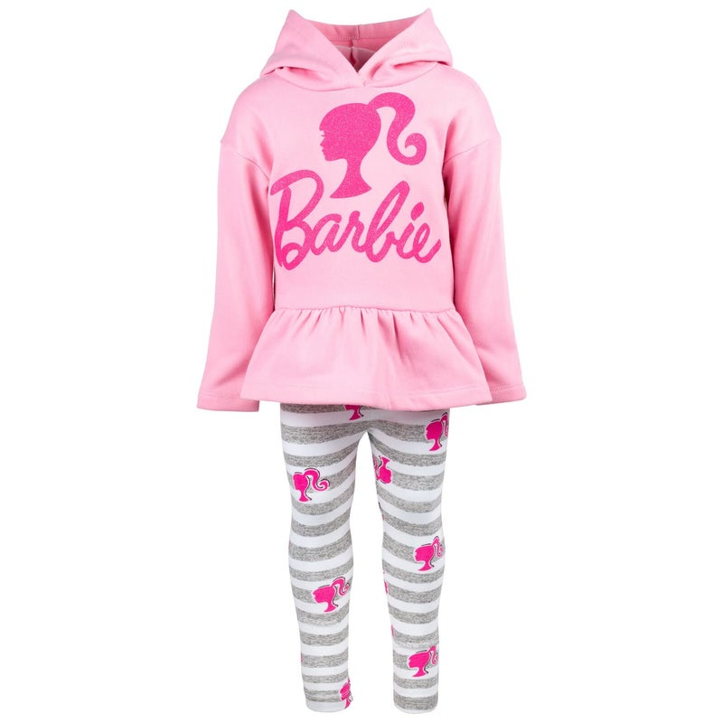 Barbie Little Girls Peplum Fleece Hoodie & Peplum Leggings Pink 7-8 - Image 5