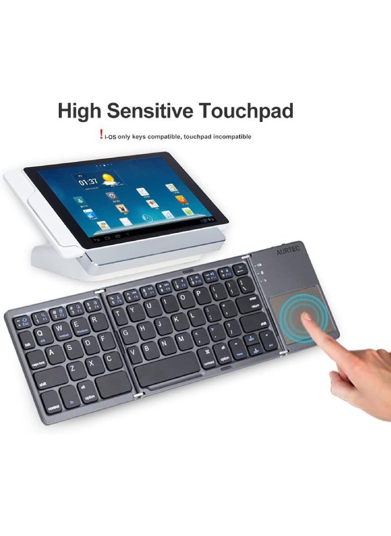 Generic - Bluetooth Keyboard with Touchpad Rechargeable Portable Wireless Mini Keyboard for PC Tablet Samsung Android iOS Smartphone - Image 1