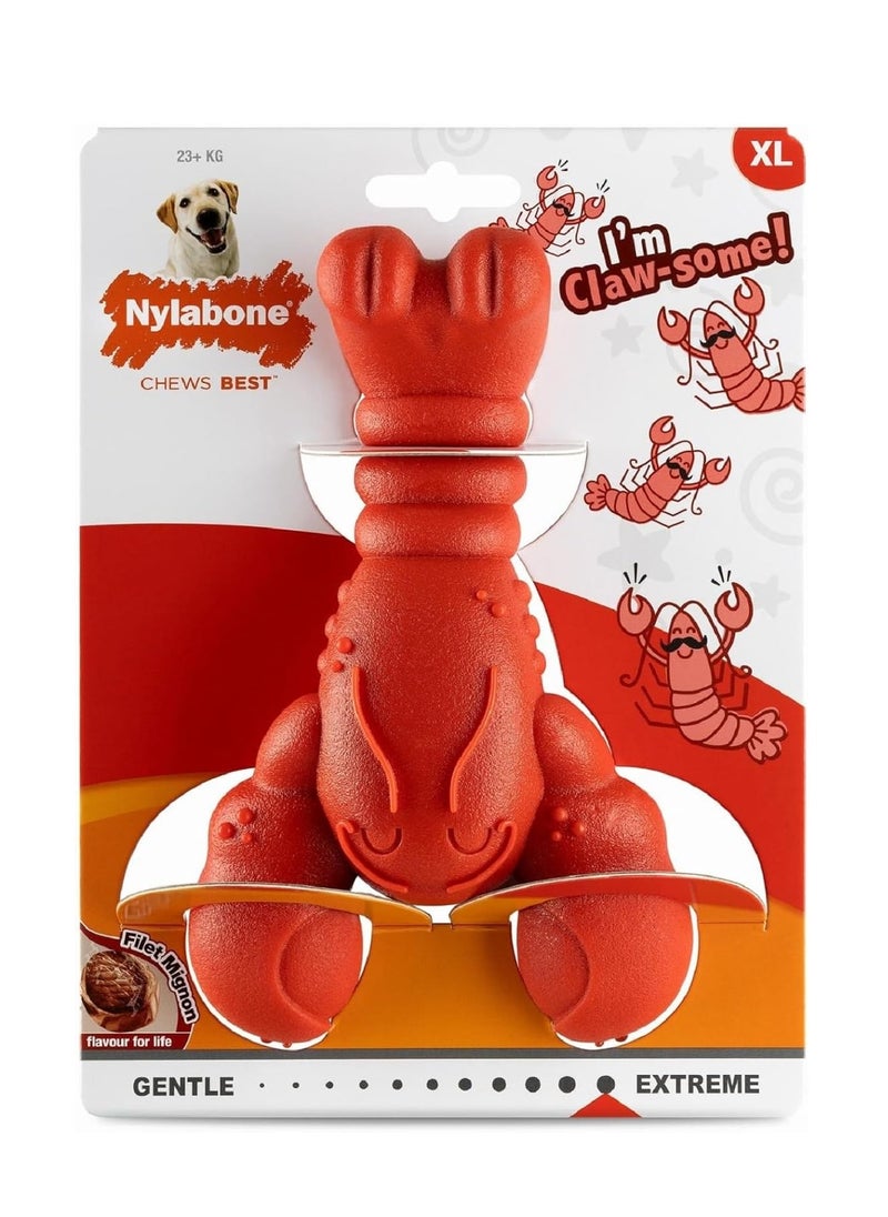 Nylabone Extreme Chewers Tough Nylon Dog Novelty Lobster Chew Toy Durable Boredom Breaker Cleans Teeth Filet Mignon Flavour Extra Large For Dogs 0 23 plus kg  - Image 1