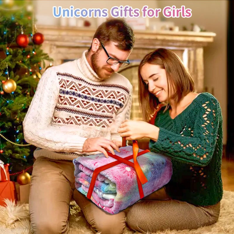COMFAR Unicorn Glow in The Dark Blankets for Girls, Kids Blankets for Baby/Toddler, Unicorns Gifts for Girls Age 1-12, Soft Fleece Blanket 40"x 50" - Image 4