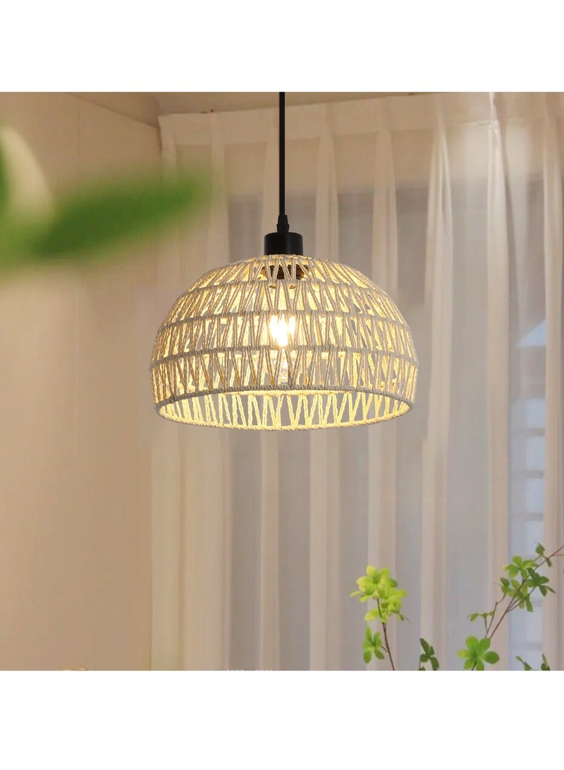 GEADI مصابيح السقف المصنوعة من الخيزران مع لمبة LED قابلة للتعتيم، مصابيح السقف المصنوعة يدويًا من الخيزران لغرفة النوم والمطبخ والمدخل وغرفة المعيشة والردهة - Image 1