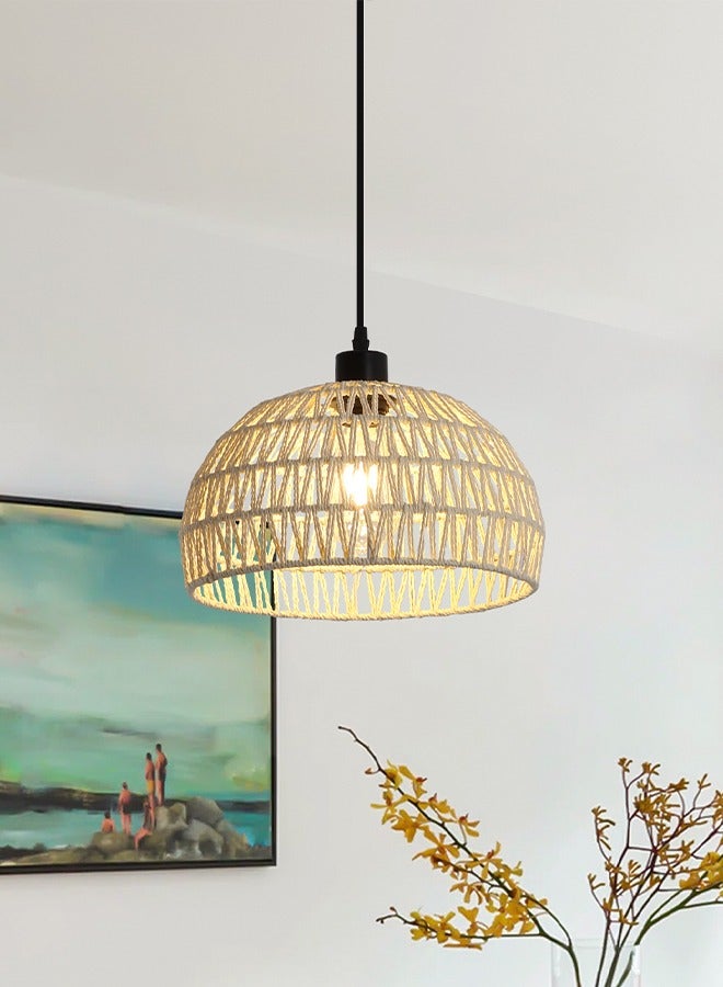 GEADI مصابيح السقف المصنوعة من الخيزران مع لمبة LED قابلة للتعتيم، مصابيح السقف المصنوعة يدويًا من الخيزران لغرفة النوم والمطبخ والمدخل وغرفة المعيشة والردهة - Image 2