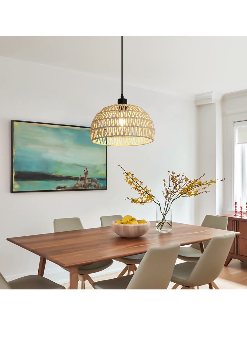 GEADI مصابيح السقف المصنوعة من الخيزران مع لمبة LED قابلة للتعتيم، مصابيح السقف المصنوعة يدويًا من الخيزران لغرفة النوم والمطبخ والمدخل وغرفة المعيشة والردهة - Image 3