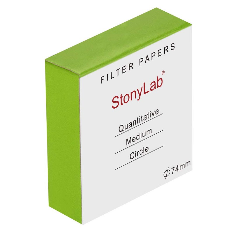 stonylab دوائر ورق ترشيح ستوني لاب الكمية، ورق ترشيح من السليلوز بقطر 74 مم مع قدرة احتجاز جسيمات بحجم 20 ميكرون، سرعة ترشيح متوسطة، عبوة من 100 قطعة - Image 1