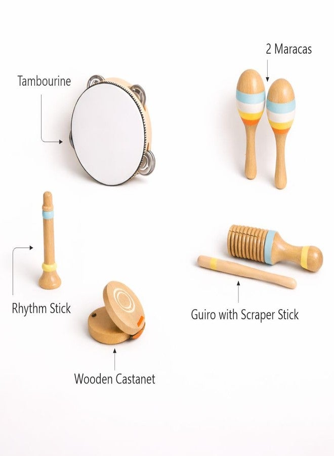 مجموعة آلات موسيقية خشبية من بي بوكس للأطفال من عمر 3 سنوات فما فوق | ألعاب موسيقية مونتيسوري مع الدف، والمراكاس، والكستانيت، والجيرو | ألعاب تعليمية مبكرة للإيقاع والصوت للأطفال الصغار - Image 4