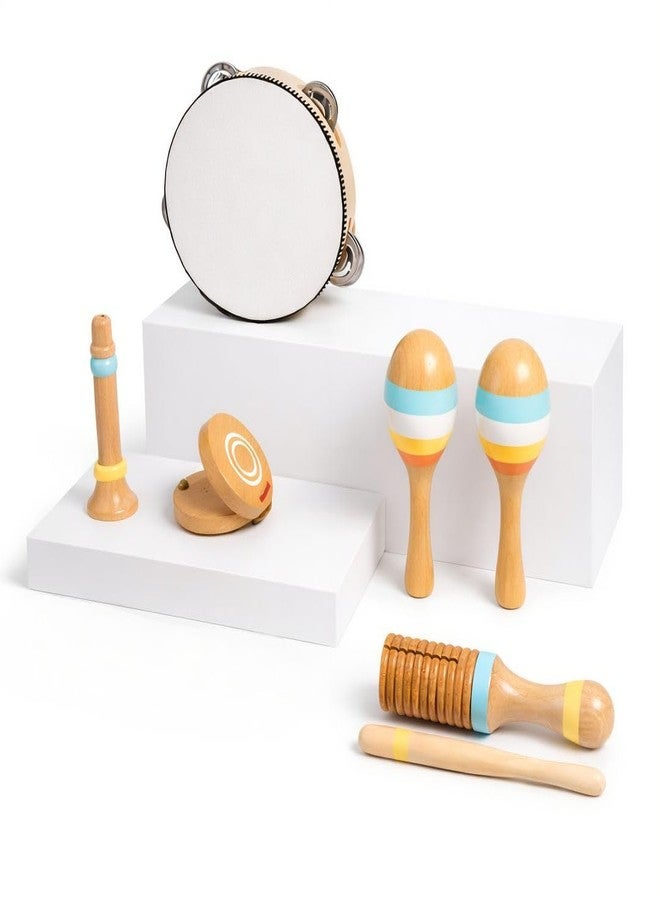 مجموعة آلات موسيقية خشبية من بي بوكس للأطفال من عمر 3 سنوات فما فوق | ألعاب موسيقية مونتيسوري مع الدف، والمراكاس، والكستانيت، والجيرو | ألعاب تعليمية مبكرة للإيقاع والصوت للأطفال الصغار - Image 1
