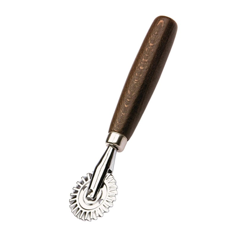 Tredoni 1.6" Pastry Wheel - Dough Stamp Cutter/Crimper, Pasta/Ravioli/Pie Maker, 4cm Stainless Steel Wheel Wooden Handle - Image 1