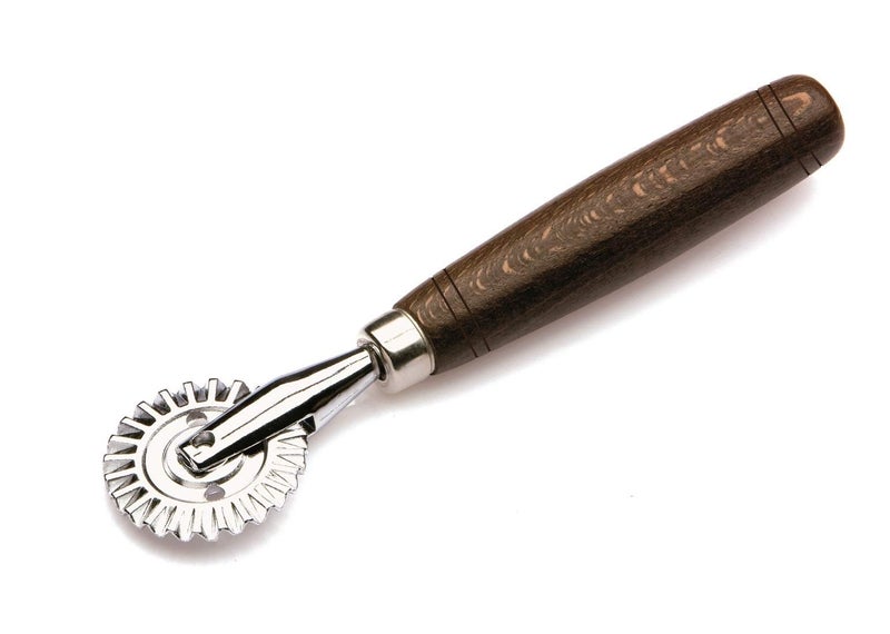 Tredoni 1.6" Pastry Wheel - Dough Stamp Cutter/Crimper, Pasta/Ravioli/Pie Maker, 4cm Stainless Steel Wheel Wooden Handle - Image 2