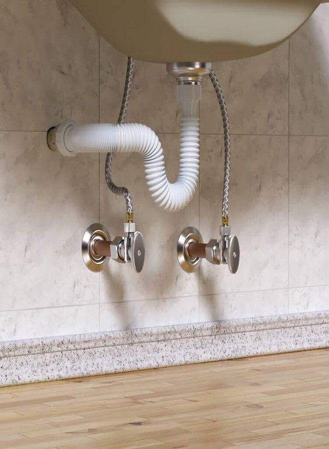 SUNGATOR صمام إيقاف زاوية SUNGATOR، عبوة من 12 قطعة، مدخل ضغط اسمي 1/2 بوصة (قطر خارجي 5/8 بوصة) × مخرج ضغط 3/8 بوصة، صمام إغلاق نحاسي مطلي بالكروم 1/4 دورة للمرحاض والصنبور، معتمد من UPC - Image 5