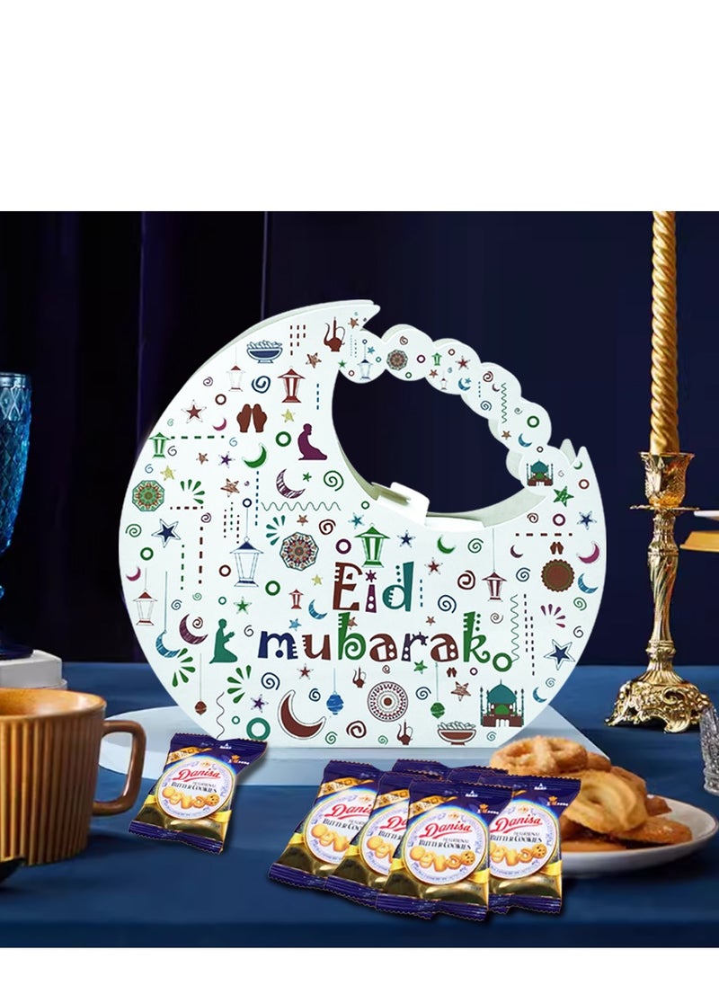 Generic - 12 Pieces of Eid Mubarak White Moon-Shaped Candy Gift Box - Image 1