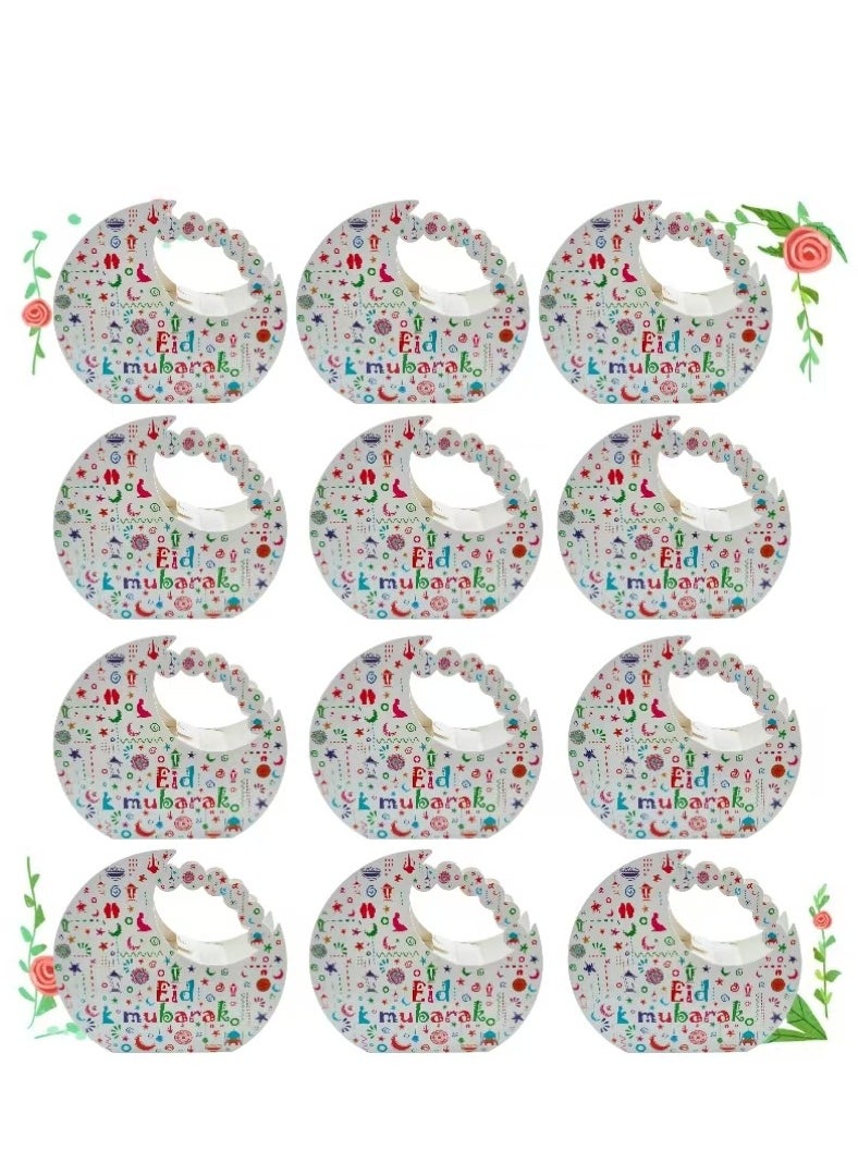 Generic - 12 Pieces of Eid Mubarak White Moon-Shaped Candy Gift Box - Image 1