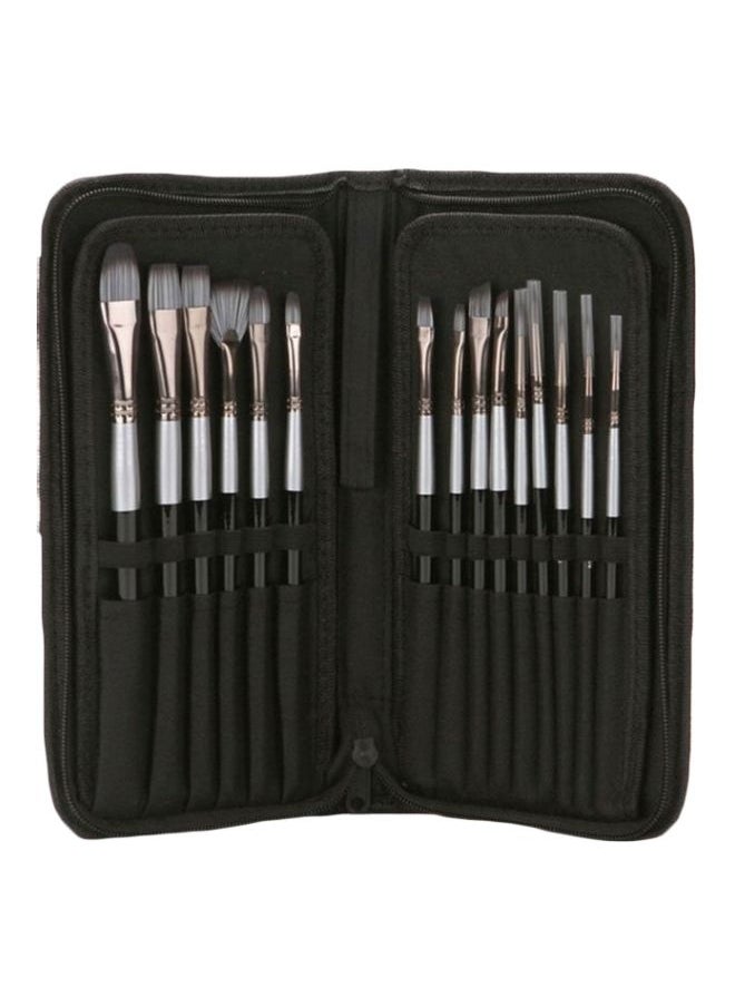 Generic 15-Piece Oil Colour Painting Brush Set Black/Silver  - Image 1