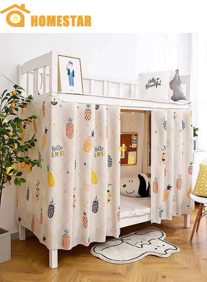 HOMESTAR 2 Pieces Pineapple Blackout Bottom Bunk Bed Curtains, Dormitory Room Lightproof Decorative Roommate Privacy Cover, Canopy Background Decor, Backdrop Blackout Curtain - Image 1