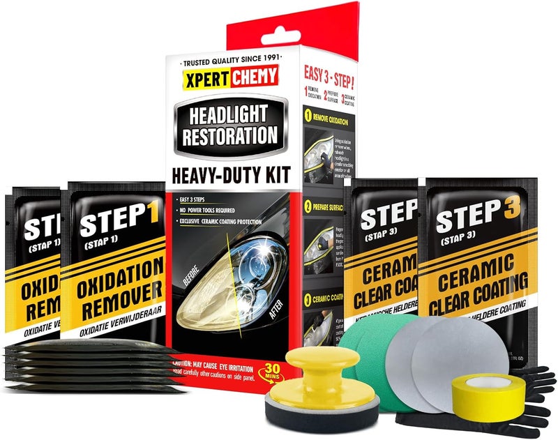 XPERTCHEMY Headlight Restoration Kit-Headlight Cleaner Removing The Heavy-Duty Yellowing, Clouding and Stains, Even Buffs Out Unsightly Hairline Scratches,No Power Tools Needed - Image 2