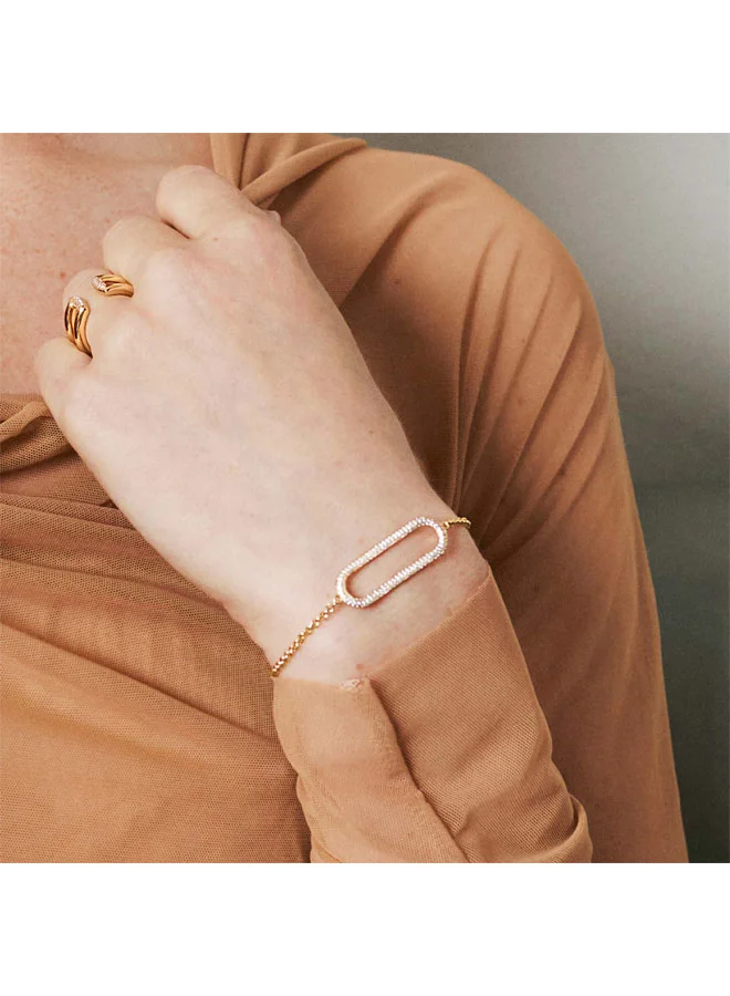 ROSATO Bianca Gold Bracelet with White Cubic Zirconia for Women's