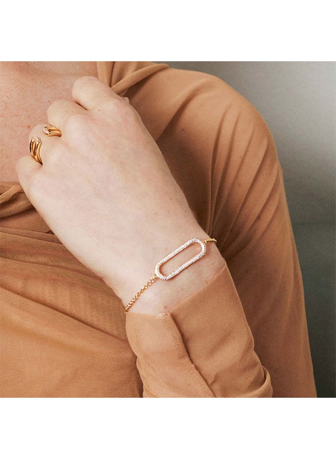 روساتو سوار بيانكا ذهبي مع زركون أبيض للنساء - Image 2