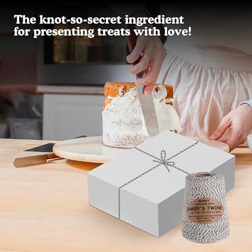 Regency Wraps Baker's Twine Cone, 2300 ft. Colorful String, Cord for Tying Pastry Boxes, Wrapping Baked Goods, Gifts and DIY Crafts, Pack of 1, Black/White - Image 4