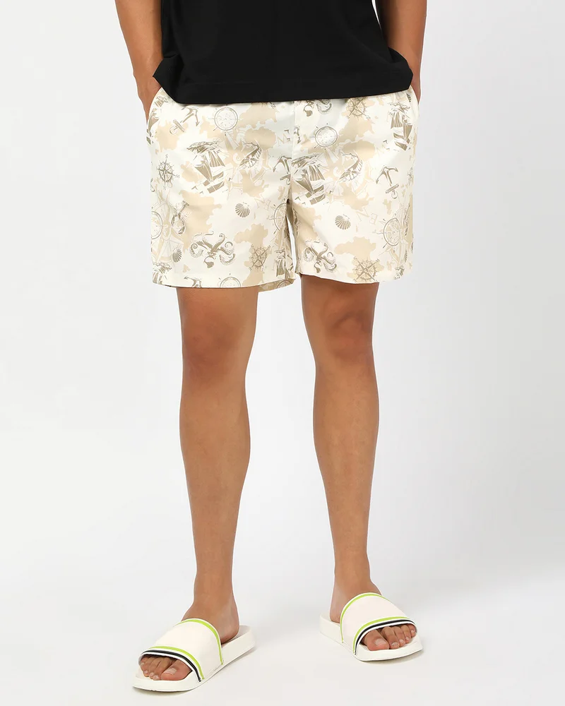 bewakoof Men's Off White All Over Printed Boxers