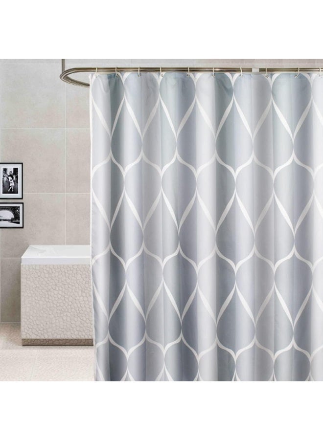 4 Pack Grey Gradient Wave Fabric Shower Curtain 79x72 Inch Waterproof Quick Dry Machine Washable Bathroom Curtains with Hooks - Image 1