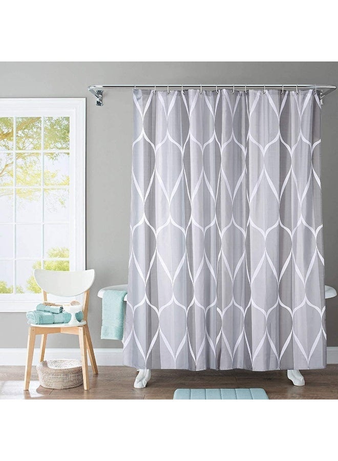 4 Pack Grey Gradient Wave Fabric Shower Curtain 79x72 Inch Waterproof Quick Dry Machine Washable Bathroom Curtains with Hooks - Image 3