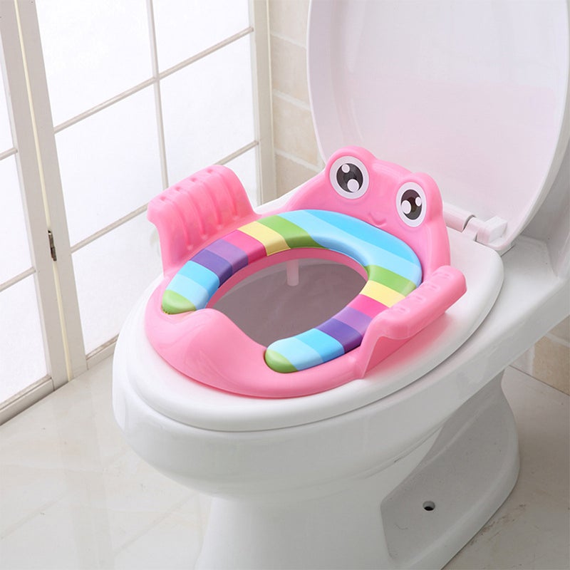 🧸 مقعد تدريب مرحاض أطفال بنمط ضفدع ناعم وردي - Image 1