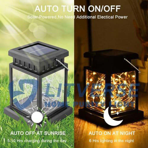 LITVERSE Solar Lanterns Outdoor Waterproof Hanging Lantern Lamp 30 LED Solar Tree Lights Outdoor, Solar Camping Lights, Lantern Decorative For Patio Yard Camping Garden Christmas Decor(1 Pack),White - Image 5