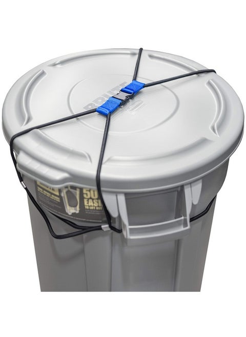 ENCASED Trash Can Lock for Animals/Raccoons, Bungee Cord Heavy Duty Large Outdoor Garbage Lid Lock ((Does NOT Include Trash Can))