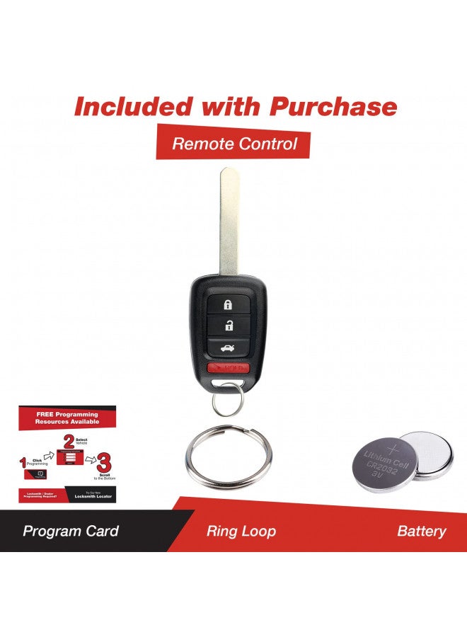 KeylessOption KeylessOption Keyless Entry Remote Fob Uncut Ignition Car Key for 2014-2015 Honda Civic, CR-V 2013-2016 Honda Accord MLBHLIK6-1T  - Image 1