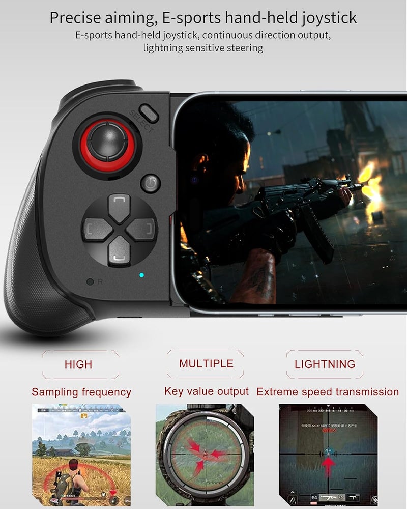 جوسو جهاز تحكم لاسلكي للألعاب المحمولة للآيفون/أندرويد، يد تحكم للهاتف تدعم غلاف الهاتف، مشغل تناظري، العب كول أوف ديوتي، غينشين إمباكت، ماينكرافت، روبلوكس، عصا تحكم سحابية لـ - Image 5
