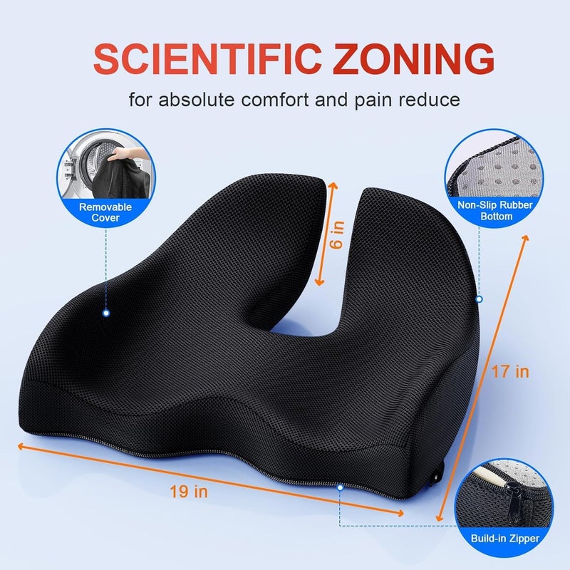 Benazcap Memory Foam Seat Cushion for Office Chair and Car - Ergonomic Coccyx and Tailbone Pain Relief - Image 4