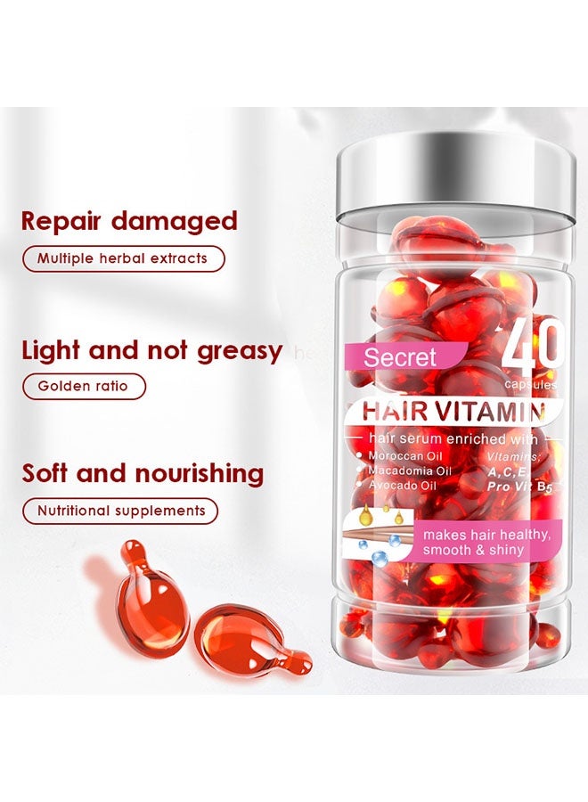 سيكريت فيتامين للشعر، مصل للشعر غني بزيت الأرجان، وزيت المكاديميا، وزيت الأفوكادو، يجعل الشعر قويًا، ناعمًا ولامعًا، بلسم يُترك على الشعر، جوهر مضاد للتشابك، آمن لجميع أنواع الشعر، 40 كبسولة - Image 4