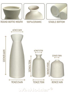 WinHolder Set of 3 Beige Ceramic vase Small Flower vases for Decor,Modern Home Decor, Vases for Decor,Pampas Grass Vase,Dried Flowers Vases,Living Room,Table Shelf, Centerpieces Decoration  - Image 3