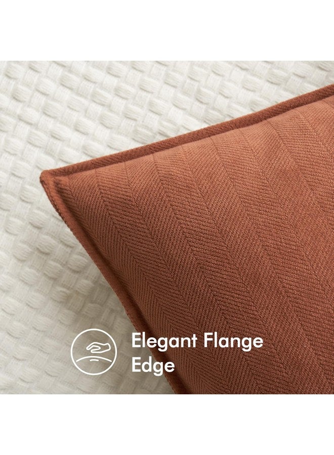 MIULEE Pack of 2 Burnt Orange Decorative Pillow Covers 18x18 Inch Soft Chenille Luxurious Couch Throw Pillows Farmhouse Cushion Covers with Elegant Design for Sofa Bedroom Living Room Home Decor - Image 2