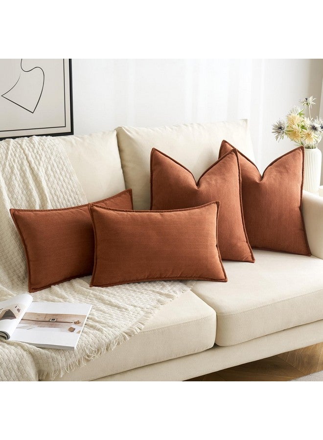 MIULEE Pack of 2 Burnt Orange Decorative Pillow Covers 18x18 Inch Soft Chenille Luxurious Couch Throw Pillows Farmhouse Cushion Covers with Elegant Design for Sofa Bedroom Living Room Home Decor - Image 4