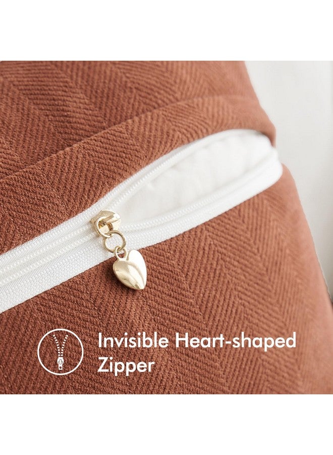 MIULEE Pack of 2 Burnt Orange Decorative Pillow Covers 18x18 Inch Soft Chenille Luxurious Couch Throw Pillows Farmhouse Cushion Covers with Elegant Design for Sofa Bedroom Living Room Home Decor - Image 3