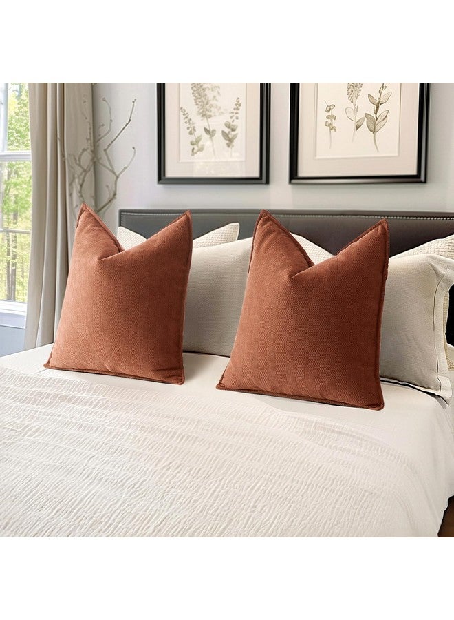 MIULEE Pack of 2 Burnt Orange Decorative Pillow Covers 18x18 Inch Soft Chenille Luxurious Couch Throw Pillows Farmhouse Cushion Covers with Elegant Design for Sofa Bedroom Living Room Home Decor - Image 5