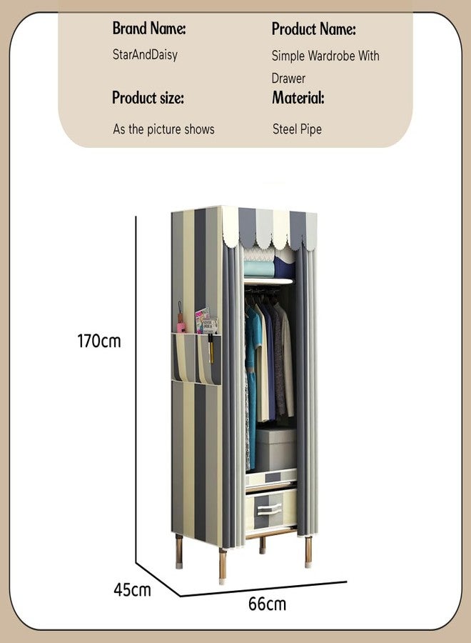 StarAndDaisy Breathable Fabric, Alloy Steel Kids FoldableWardrobe with Cover & Drawers Almirah for Clothes, Accessories/Space-Saving Closet with Side Pockets & Hanging Rod (Elegance), Multicolour - Image 5