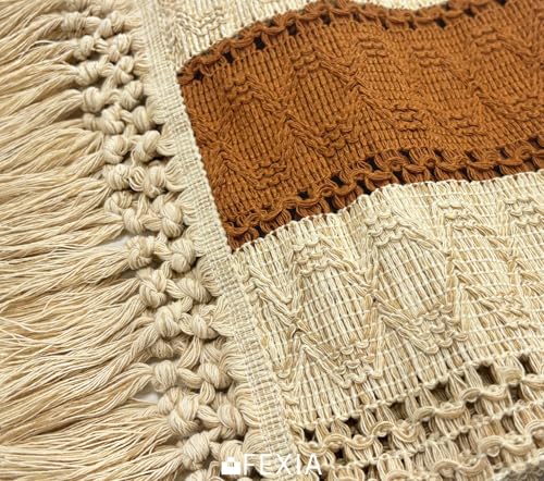 FEXIA Boho Table Runner 72 Inches Long Thanksgiving Decor Macrame Table Runner Farmhouse Style with Tassels for Party Bohemian Rustic Wedding Bridal Shower Dining Decor Middle Brown (12x72 Inches) - Image 3