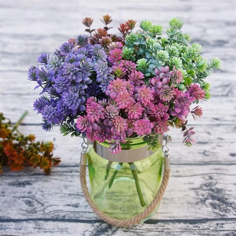 Plastic Succulents Artificial Fall Leaves Flores DIY Suculentas Artificiais Wedding Decoration Plants Fake Flowers Living Room (Color : (Color F) - Image 2
