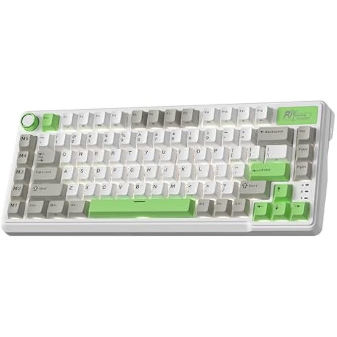 RK L75 GASKET MOUNT MECHANICAL KEYBOARD W/KNOB/MACRO KEYS & TOUCHABLE NAMEPLATE, TRI-MODE 75% TKL WIRELESS KEYBOARD BT/2.4G/USB-C, HOT SWAPPABLE, PRO SOFTWARE, MASSIVE 8000MAH BATTERY - Image 1